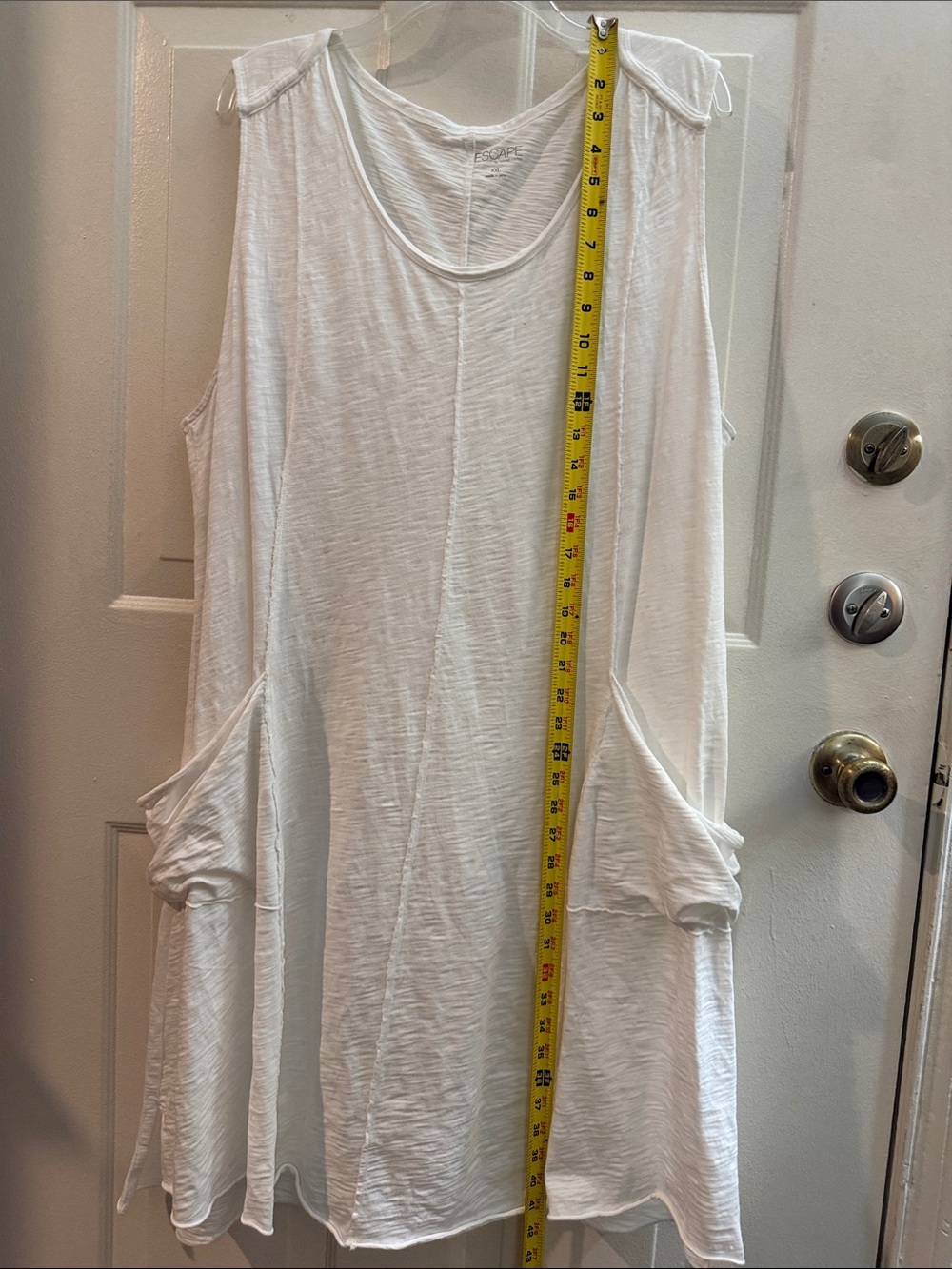 Summer Dress☀️🌴😎 Lightweight 100% Cotton White Sleeveless Pocket Dress XXL - Picture 9 of 13